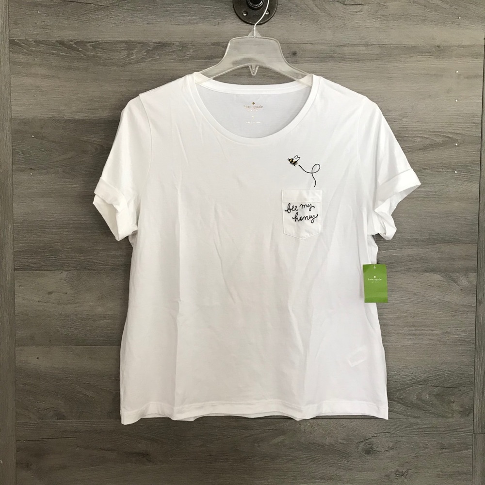 kate spade White Tee with Bee and Text